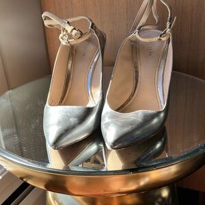 Coach patent silver mules